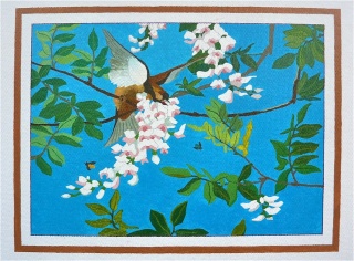 Oiseau dans un acacia